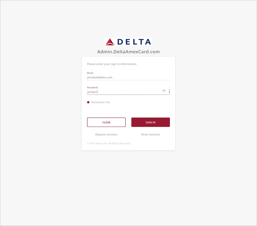 Delta Amex Card - User Sign In