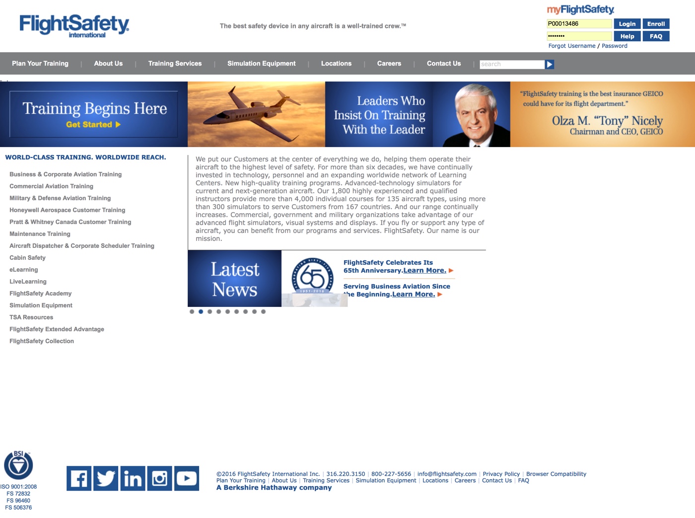 FlightSafety.com - Former Homepage 2003-2017